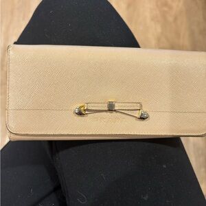 Prada Tan Wallet with Gold Accents